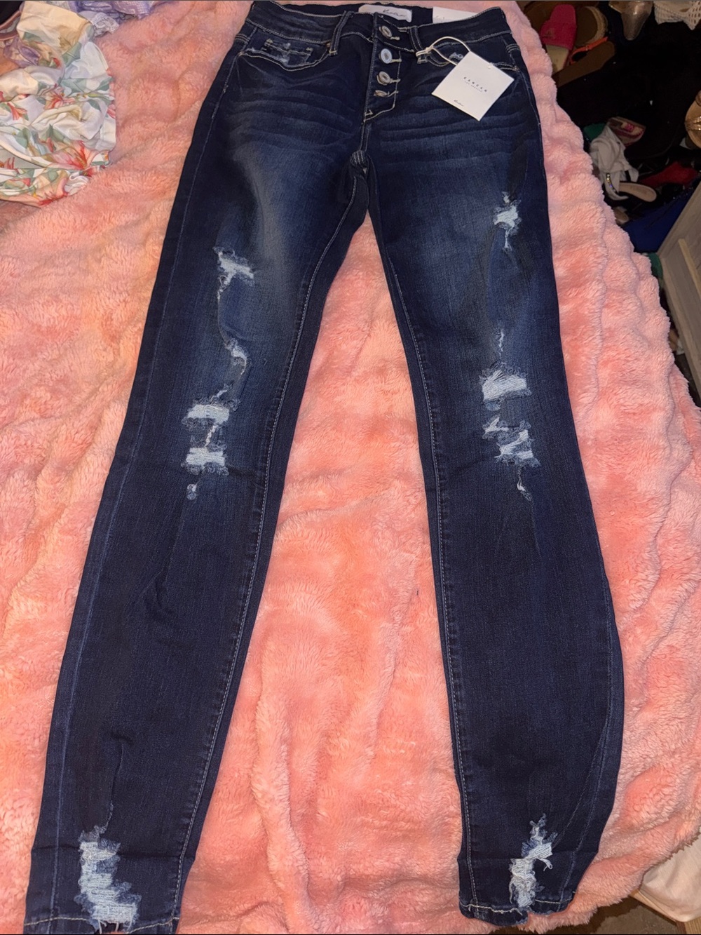 KanCan Dark Blue Distressed Skinny Jeans